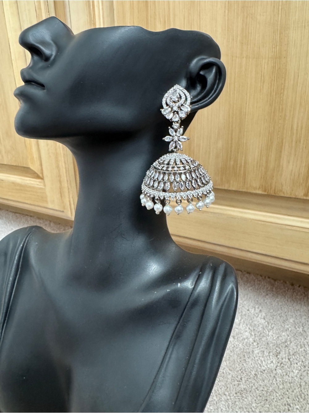 Silver Pearl Jhumka Dangle Earrings - Elegant Women Jewelry